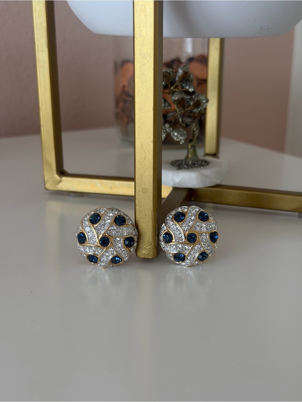 Vintage Avon Gold Pavé Crystal Knotted Rope Statement Clip-On Earrings